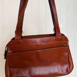 Patricia Nash Waverly Tote Shoulder Bag  Cognac  Brown Leather Pocket Book Purse